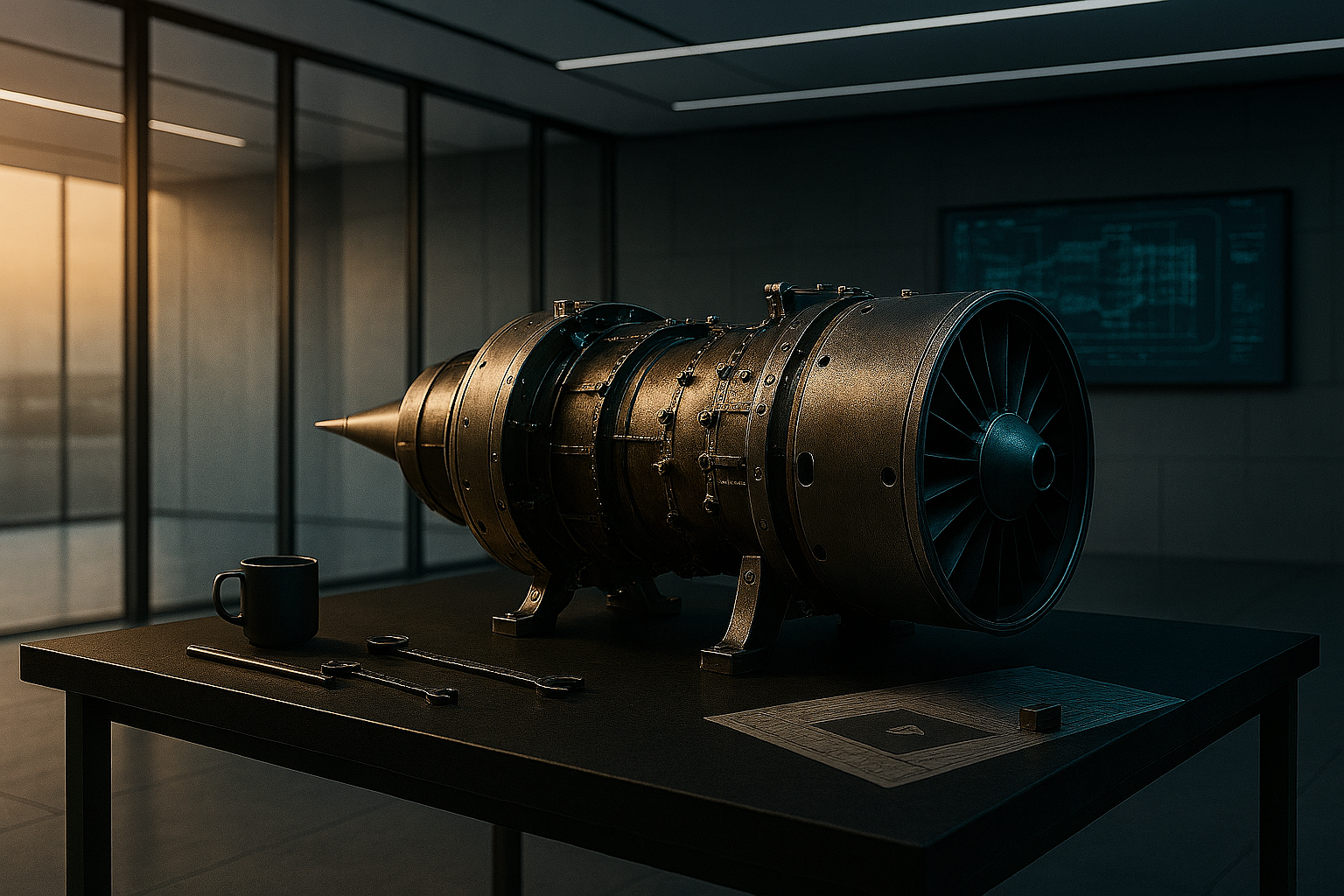 3D rendered turbine engine